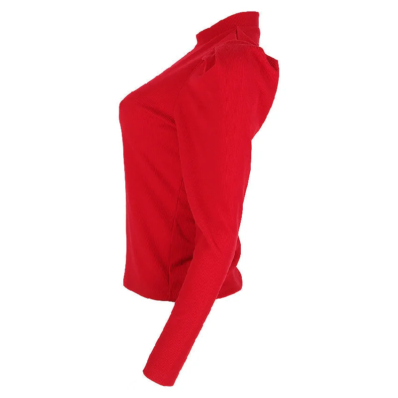 REDTAG Women's Red Formal Jersey Tops