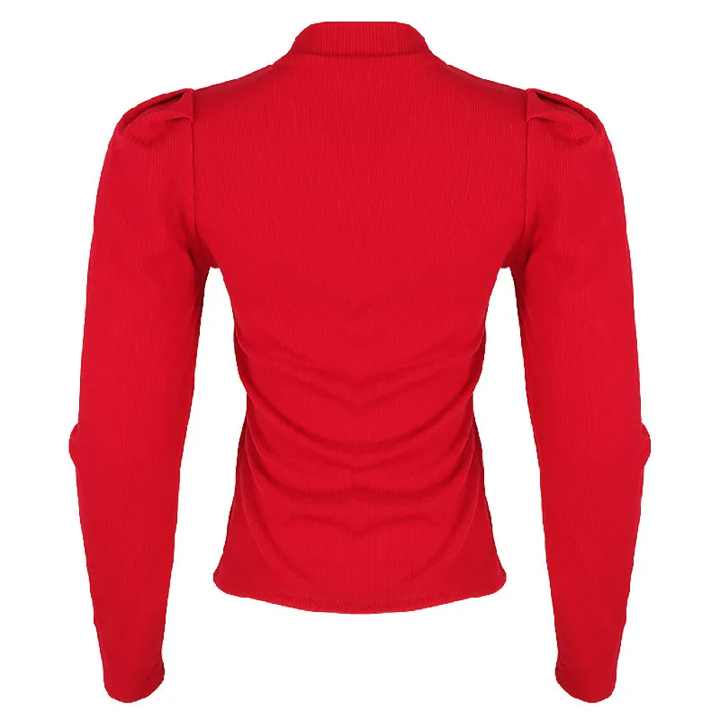 REDTAG Women's Red Formal Jersey Tops