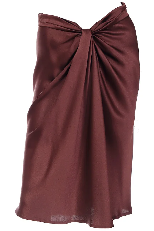 2000s Alberta Ferretti Brown Silk Charmeuse Vintage Skirt