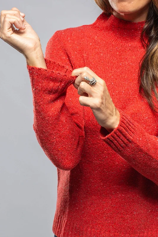 Anna Speckled Mock Neck Sweater In Red