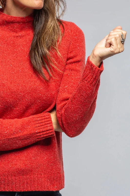 Anna Speckled Mock Neck Sweater In Red