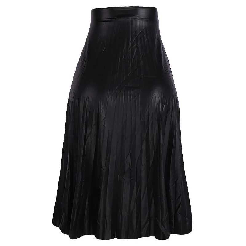 REDTAG Black Pleated Skirt for Women