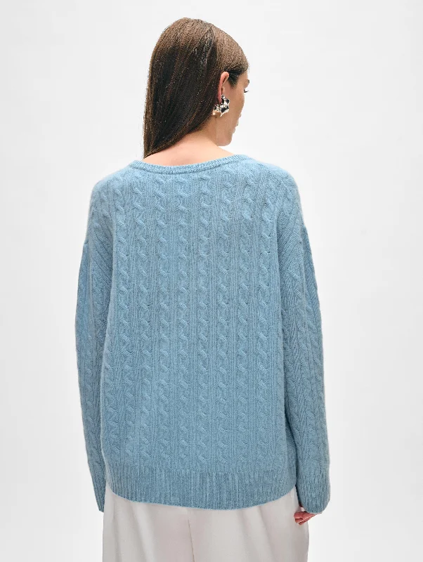 Cashmere Cable Knit V Neck