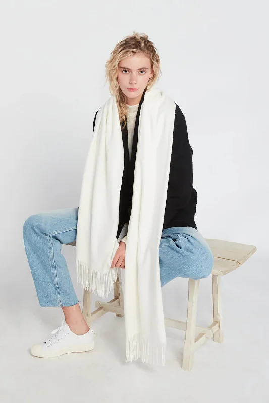 Cashmere Scarf | Cream, Navy, Burgundy