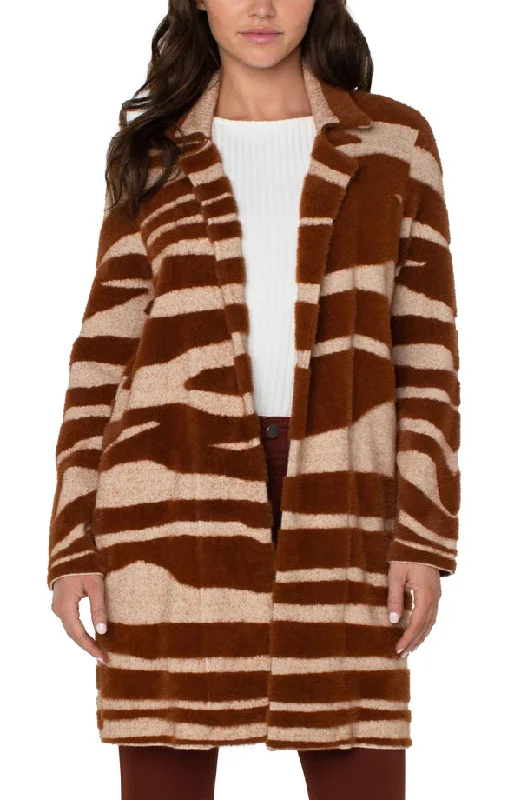 Coatigan Sweater | Rust Oatmeal Animal Print