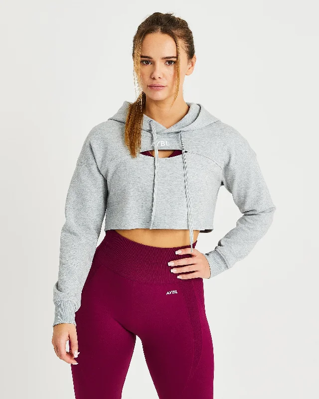 Everyday Cutout Crop Hoodie - Heather Grey