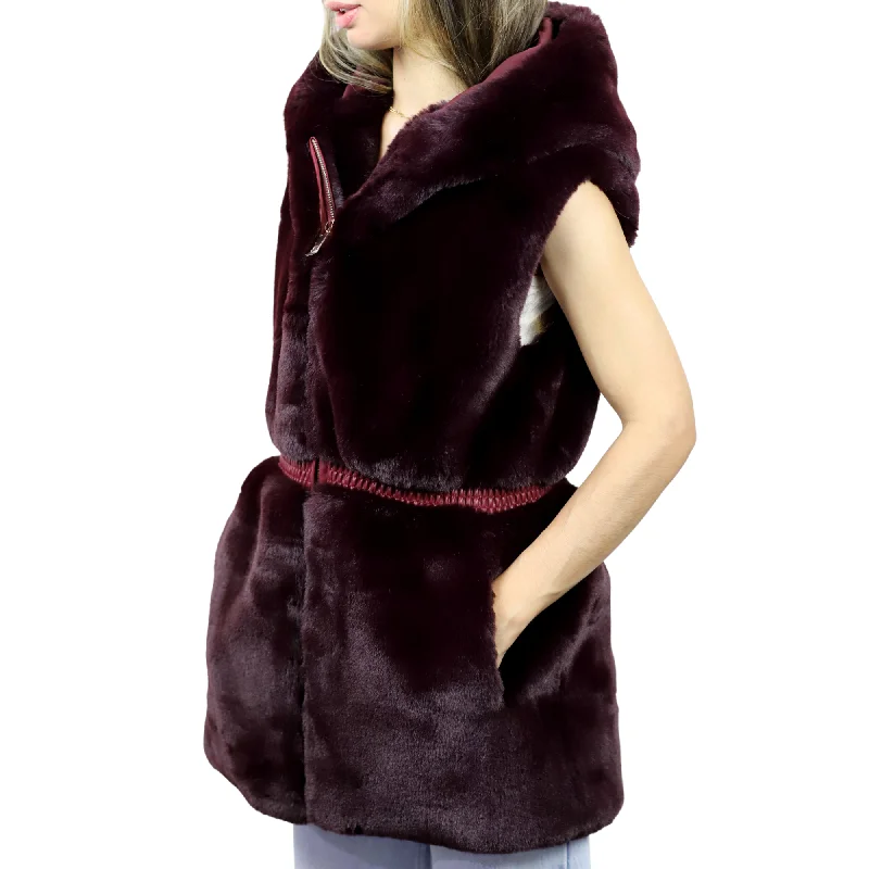 Faux Fur Vest - Wine