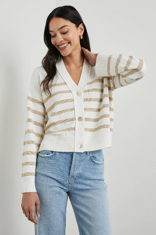 GENEVA CARDIGAN - SAND STRIPE