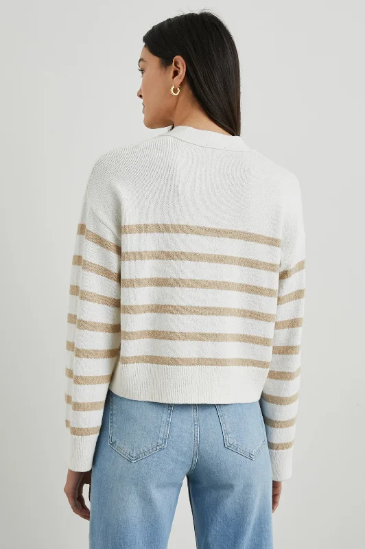 GENEVA CARDIGAN - SAND STRIPE