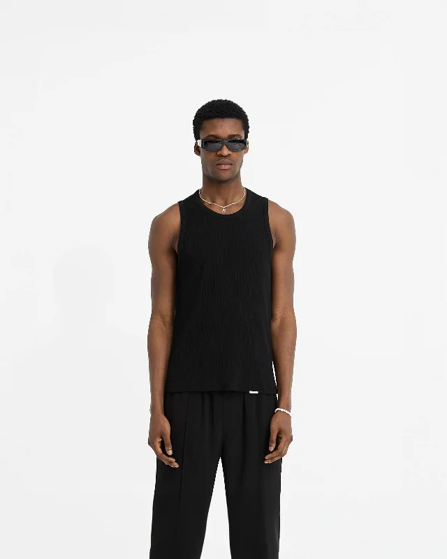 Initial Rib Vest - Black