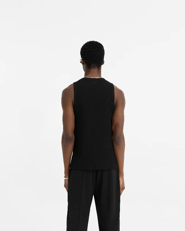 Initial Rib Vest - Black