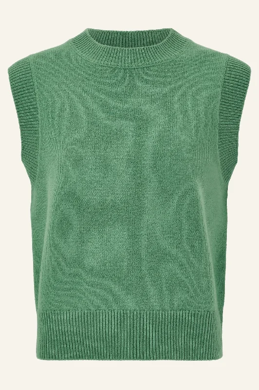 100% Merino Wool Knitted Short Tank | Green