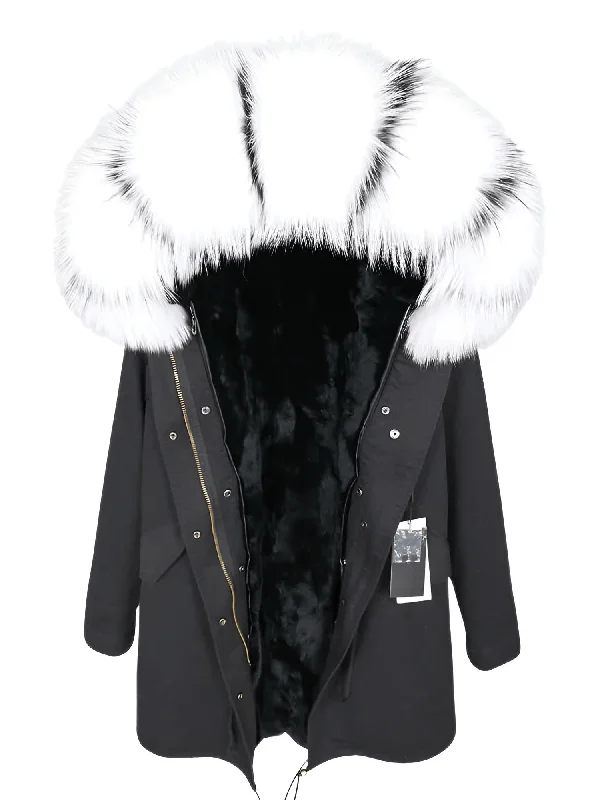 Black - Black & White (Fur On Hood & Lining Only) / S