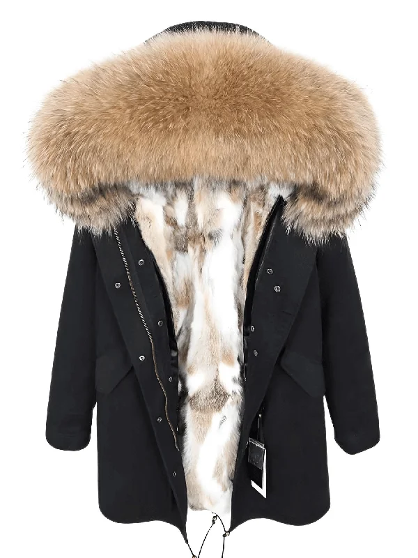 Black - Natural (Fur On Hood & Lining Only) / S