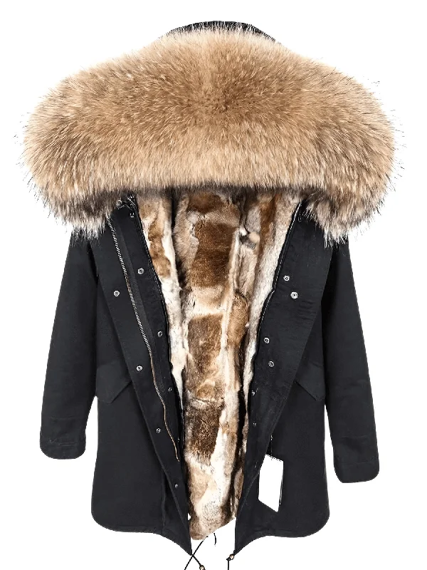 Black - Dark Natural (Fur On Hood & Lining Only) / S