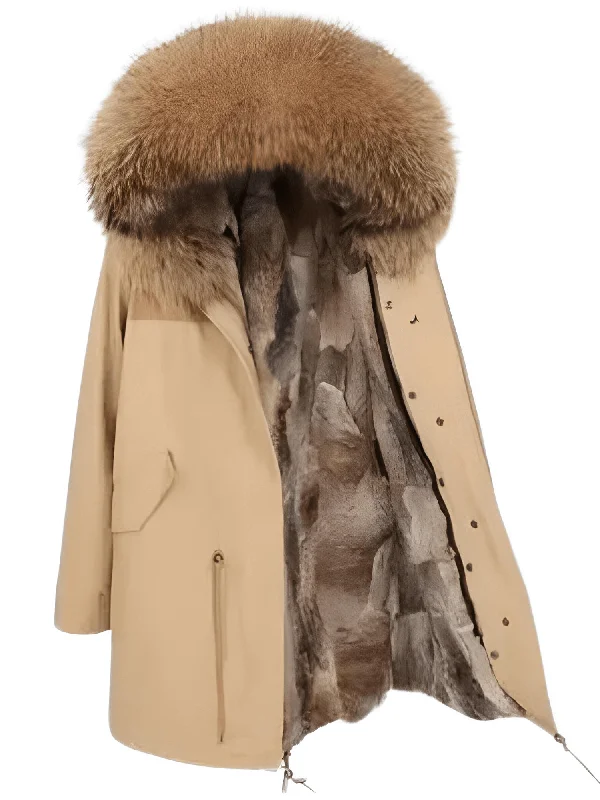 Tan - Natural (Fur On Hood & Lining Only) / S