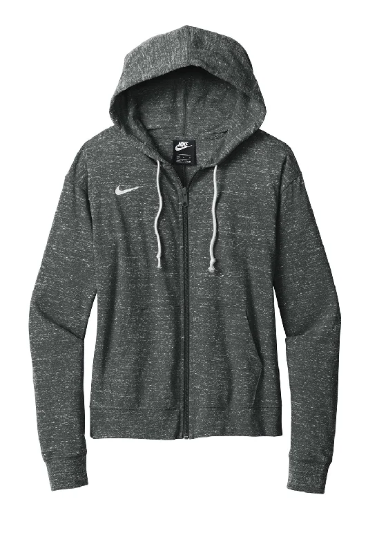 Nike Womens Gym Vintage Full Zip Hooded Sweatshirt Hoodie - Team Anthracite Grey