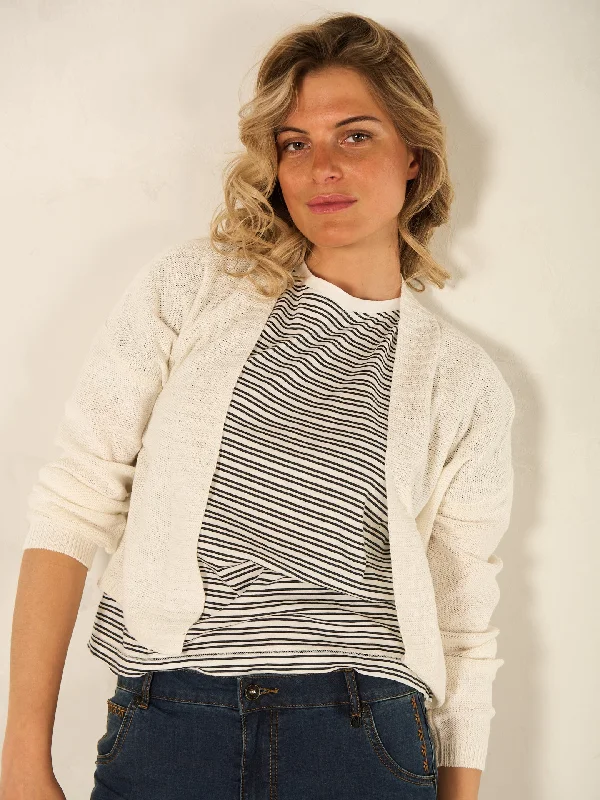 Nile Linen Blend Ribbed Collar Cardigan