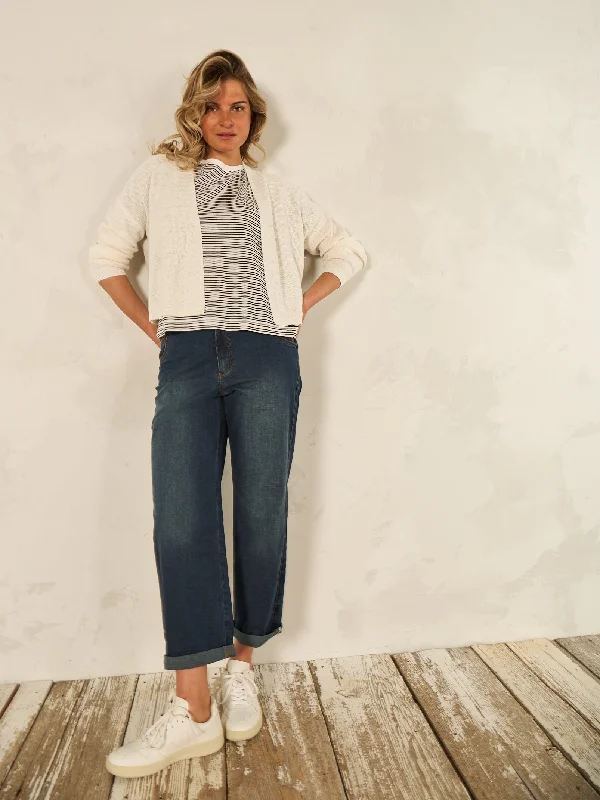 Nile Linen Blend Ribbed Collar Cardigan