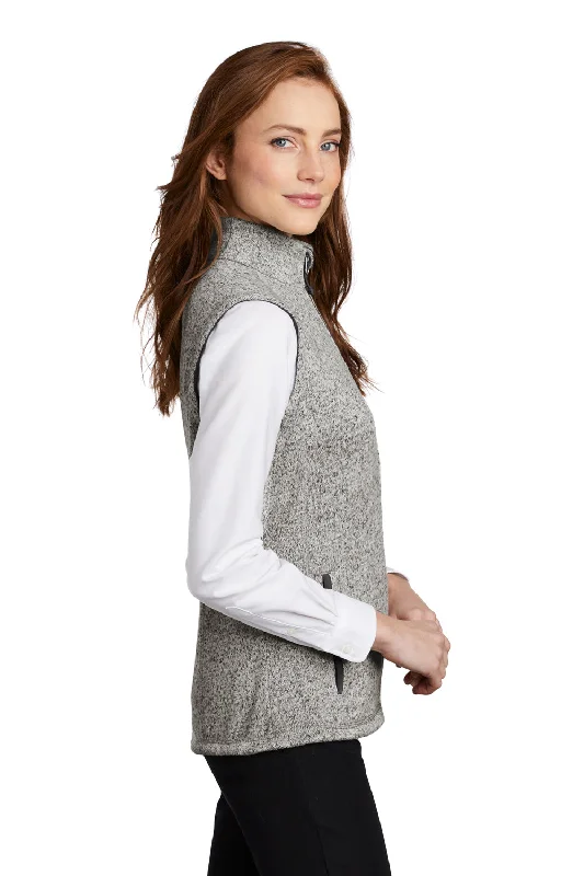 Port Authority Womens Sweater Fleece Full Zip Vest - Heather Grey