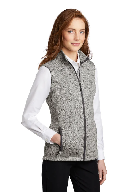 Port Authority Womens Sweater Fleece Full Zip Vest - Heather Grey