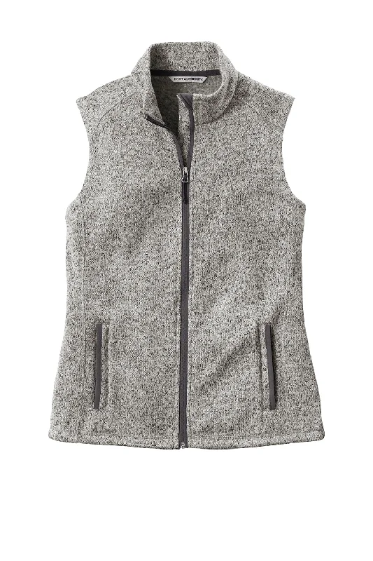 Port Authority Womens Sweater Fleece Full Zip Vest - Heather Grey