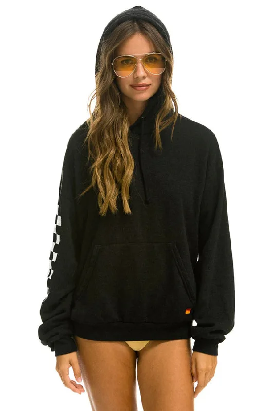 Relaxed Check Sleeve Pullover Hoodie