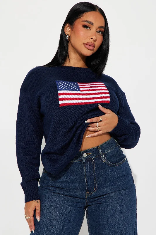 Stars And Stripes American Flag Sweater - Navy/combo