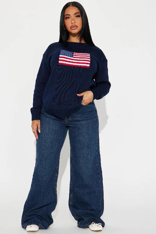 Stars And Stripes American Flag Sweater - Navy/combo