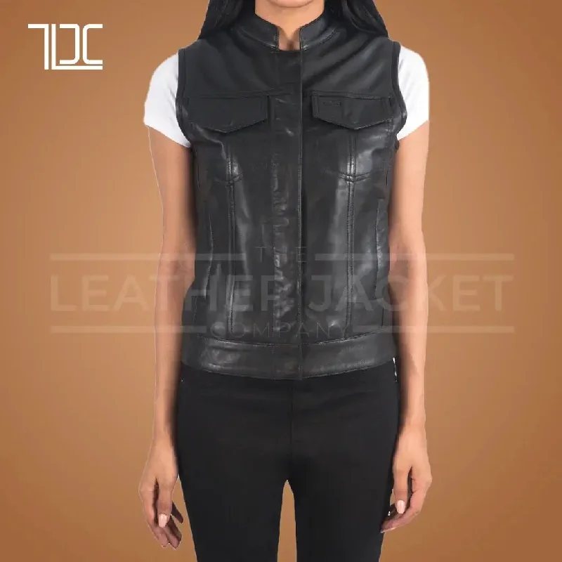 Urban Grit Leather Vest for Women