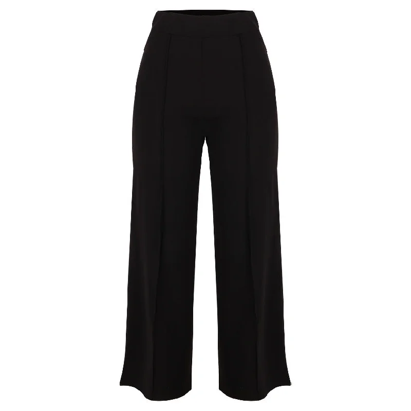 REDTAG Black Wide Leg Trousers for Women