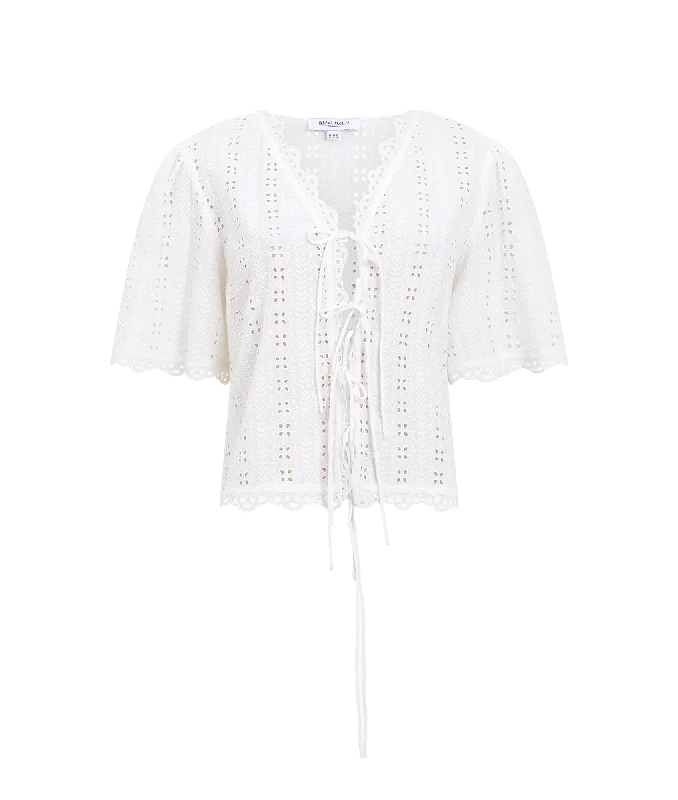 Cadiz Cutout Tie Top - WHite