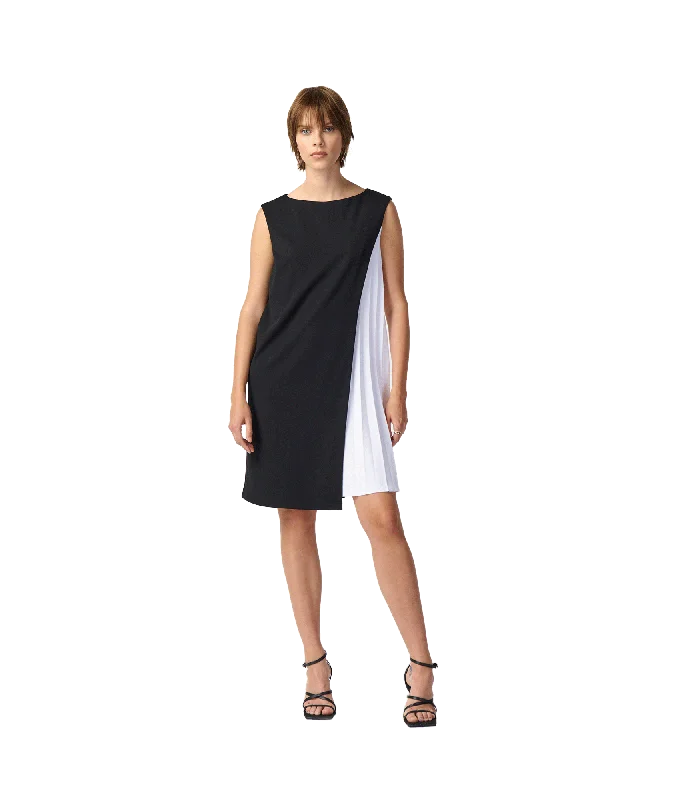 Two-tone Pleated Tank Dress Style - Black