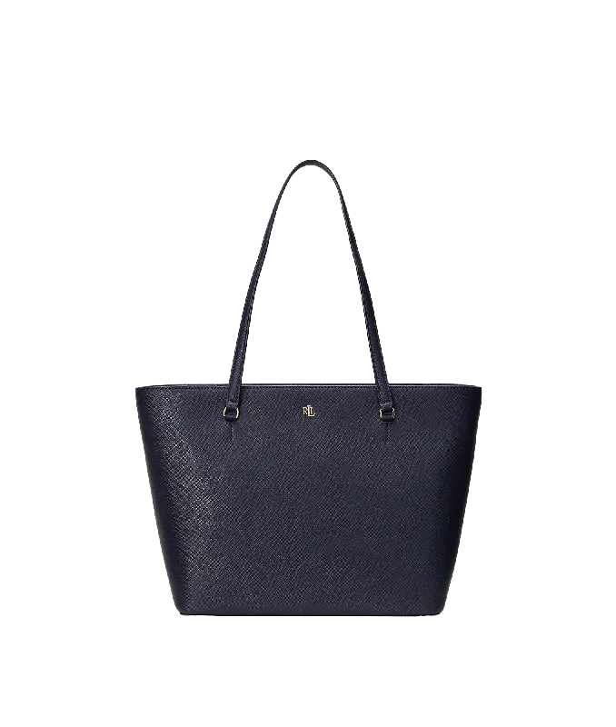 Crosshatch Leather Medium Karly Tote - Navy