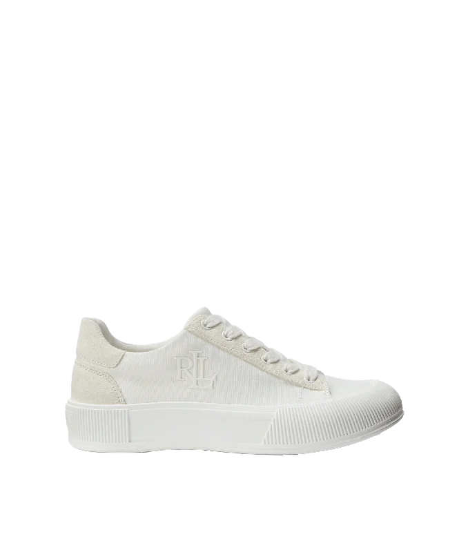 Daisie Canvas & Suede Trainer - White