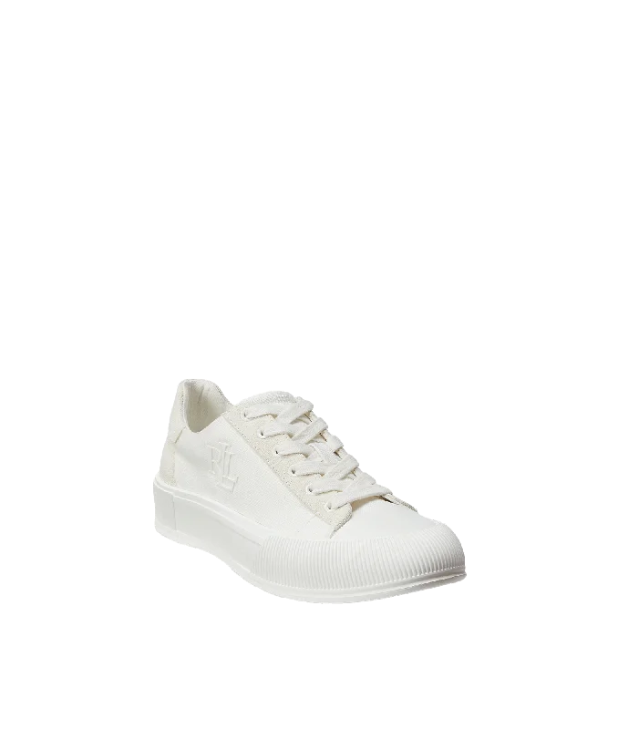 Daisie Canvas & Suede Trainer - White