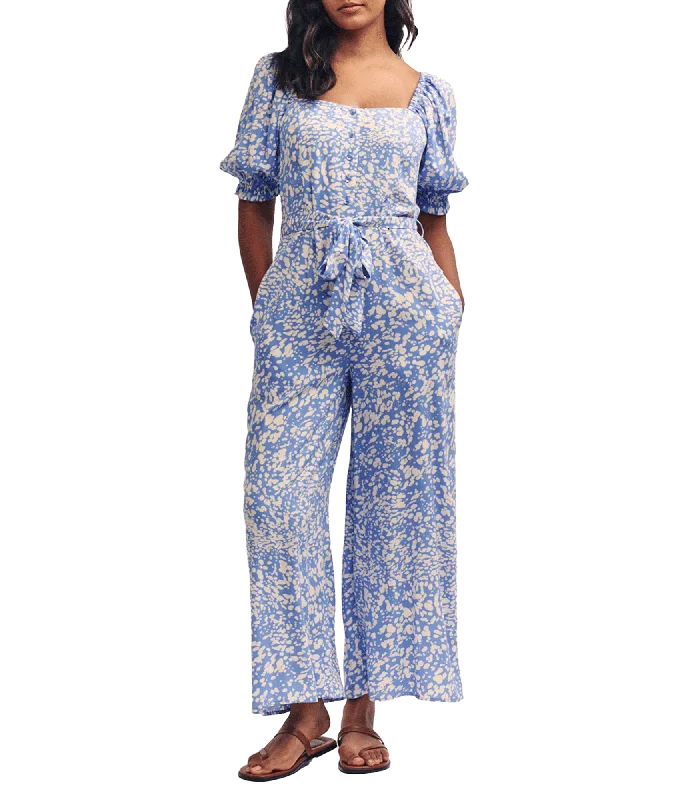 Printed Tie Waist Romilly Jumpsuit - Blue