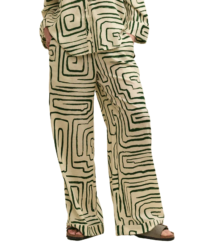 Fearne Cotton Linen-blend Abstract Trousers - Green