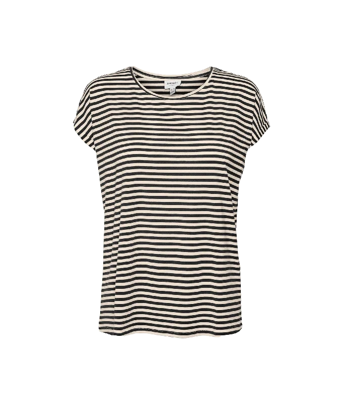 Ava Ss Top Stripe - Black