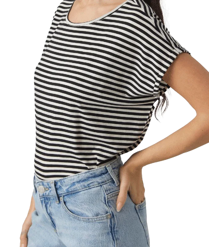 Ava Ss Top Stripe - Black