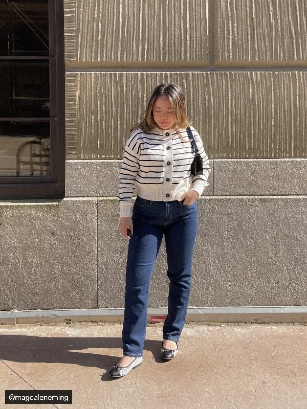 The Striped Bubble Cardigan in Black