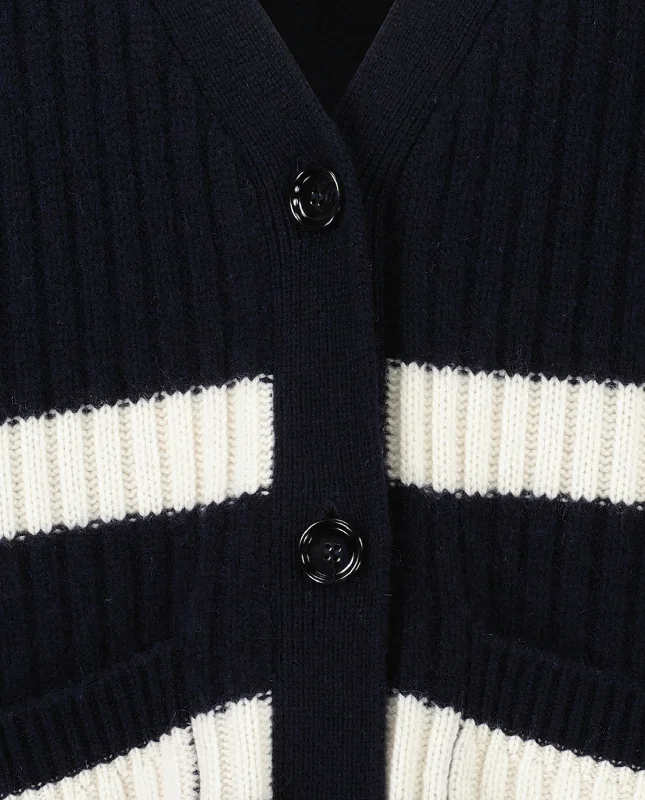 V-Strickjacke aus Cashmere-Mischung in Navy