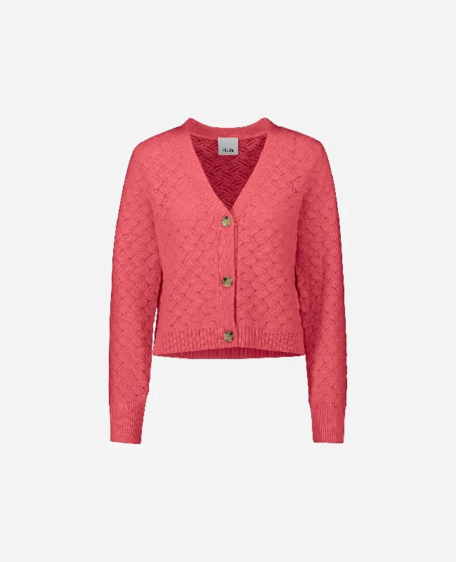 V-Strickjacke aus Cashmere-Mischung in Rose