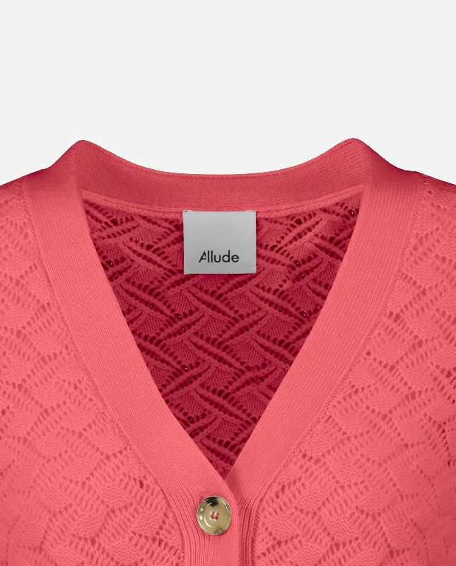 V-Strickjacke aus Cashmere-Mischung in Rose