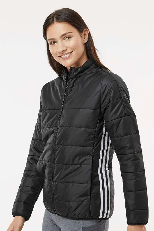 Adidas Womens Full Zip Puffer Jacket - Black - NEW