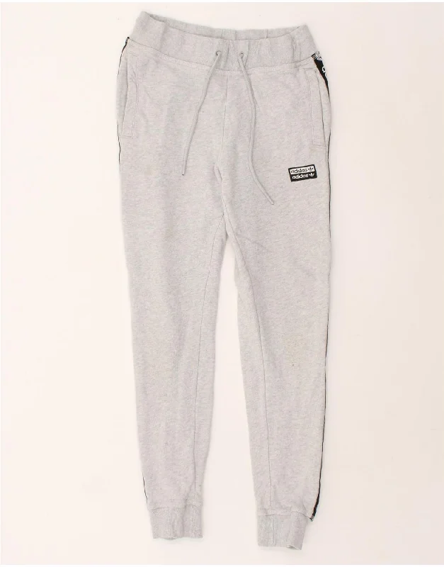 ADIDAS Womens Graphic Tracksuit Trousers Joggers UK  6 XS Grey Cotton