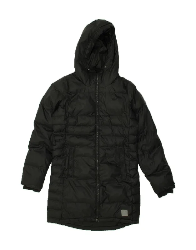 ADIDAS Womens Hooded Padded Coat UK 10 Small Black Polyester