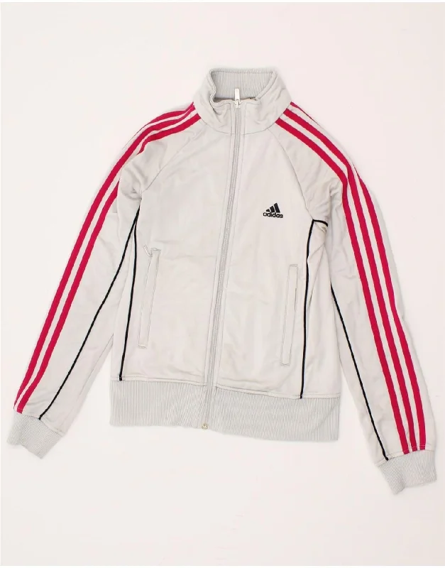 ADIDAS Womens Tracksuit Top Jacket UK 10 Small Grey Polyester