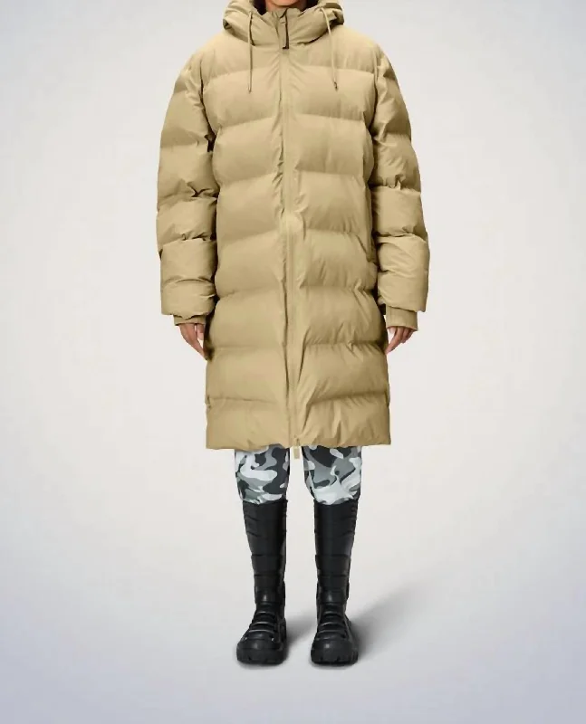 Alta Long Puffer Jacket In Sand