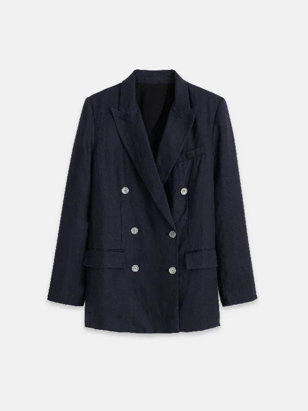 Anna Double Breasted Blazer In Linen